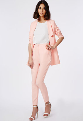 Missguided Premium High Waisted Cigarette Suit Trousers Soft Pink