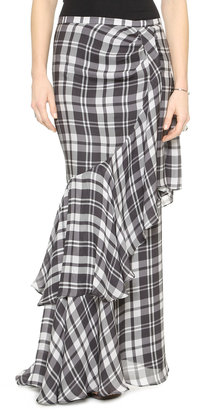 Haute Hippie Plaid Side Tuck Maxi Skirt