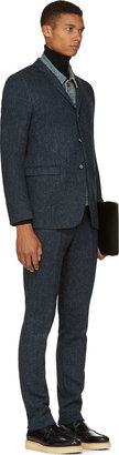 Miharayasuhiro Navy Tweed & Denim Jacket Dickie Blazer
