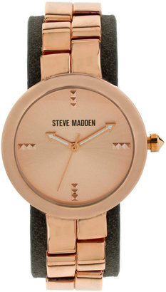 Steve Madden Women's Rose Gold-Tone and Gray Strap Watch 38mm SMW00090-05