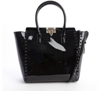 Valentino black leather 'Rockstud' studded detail convertible top handle tote
