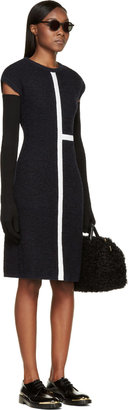 Thom Browne Navy & White Knit Half-Cross Fitted Dress