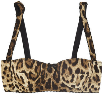 Dolce & Gabbana Leopard-print stretch-silk balconette bra