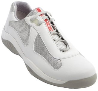 Prada Sport white and grey leather and metallic 'Biker Nevada' sneakers
