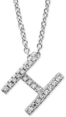 Crislu Platinum Over Sterling Silver Cubic Zirconia "H" Initial Pendant Necklace (1/10 ct. t.w.)