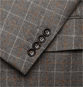 Dunhill Grey Slim-Fit Windowpane-Check Wool Suit