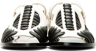 Proenza Schouler Black & White Woven Leather Flat Sandals