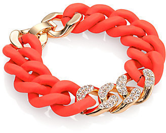 ABS by Allen Schwartz Pavé Silicone Link Bracelet/Red