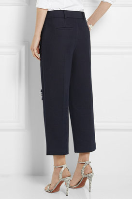 Alexander Wang Leather-trimmed cropped twill wide-leg pants
