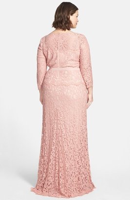 Tadashi Shoji Mock Two Piece Lace Gown (Plus Size)