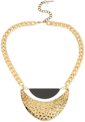 Steve Madden Two-Tone Hammered Crescent Frontal Necklace