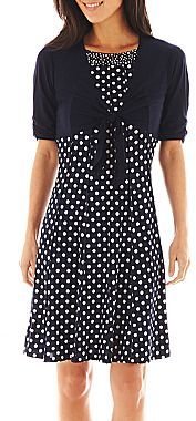 JCPenney Perceptions Polka Dot Print Dress with Jacket - Petite