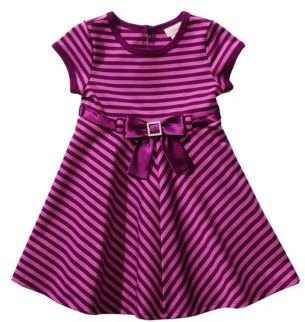 Sweet Heart Rose SWEETHEART ROSE Girls 2-6x Stripe Fit & Flare Dress with Bow Decoration