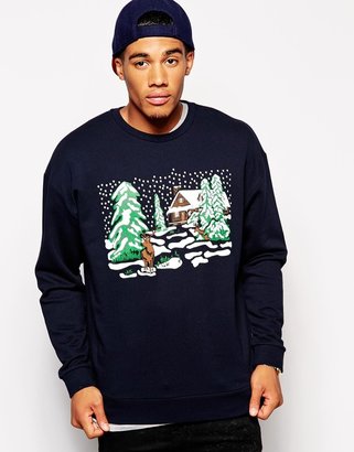 ASOS Oversized Christmas Sweatshirt In Jersey