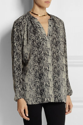 Lanvin Snake-print washed-silk blouse
