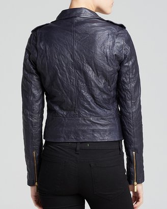 MICHAEL Michael Kors Cropped Leather Moto Jacket