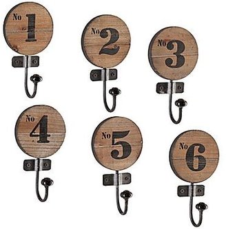 JCPenney Set of 6 Numbered Wall Hooks