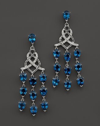 John Hardy Sterling Silver Classic Chain Chandelier Earrings with London Blue Topaz and Diamonds