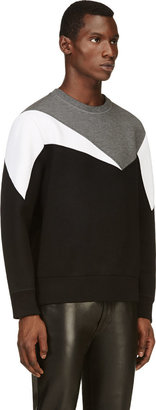 Neil Barrett Navy Colorblocked Neoprene Pullover