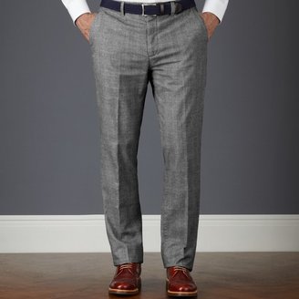 Charles Tyrwhitt Grey Prince of Wales garment dyed slim fit pants