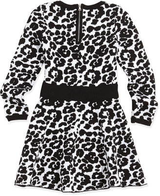 Milly Minis Cheetah-Print Flare Dress, Black/White, Sizes 8-14