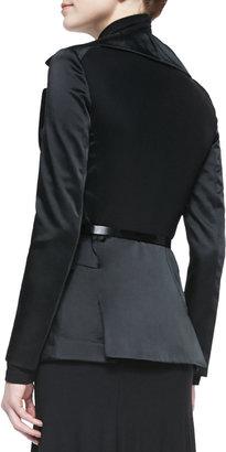 Donna Karan Belted Jacket with Sheer Back, Black
