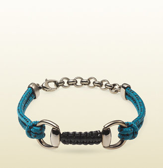 Gucci Blue Cord Bracelet With Horsebit