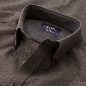 Charles Tyrwhitt Brown flannel shirt classic fit shirt