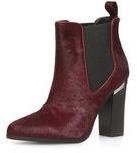 Dorothy Perkins Womens Port leather pony hair boots- Red