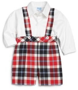 Luli and Me Infant's Two-Piece Plaid Suspender Shorts & Shirt Set