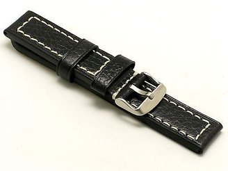 Tag Heuer 22mm Black Oily Calf Leather White Stitching Cut edge Watch Band 4