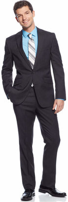 Kenneth Cole Reaction Black Mini-Stripe Slim-Fit Suit