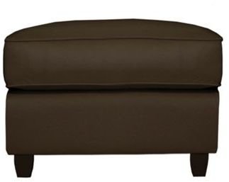 Debenhams Brown leather 'Dante' footstool with dark wood feet