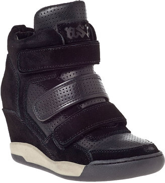 Ash Alex Bis Wedge Sneaker Black Leather