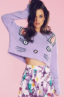 Wildfox Couture Fuzzy Baby Cropped Billy Sweater in Zinfandel