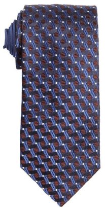 Prada blue and maroon wave and circle printed silk tie