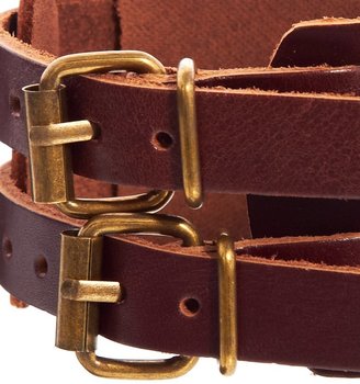 Reclaimed Vintage Double Buckle Leather Cuff Bracelet