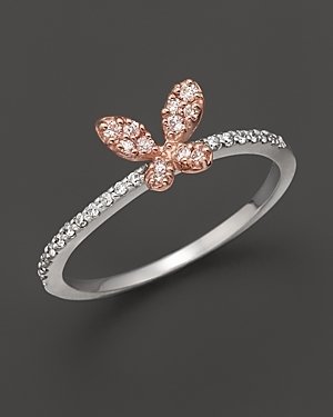 Bloomingdale's Diamond Butterfly Ring Set In 14K Rose & White Gold, 0.20 ct. - 100% Exclusive