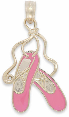 Pink Enamel Ballet Slipper Charm in 14k Gold