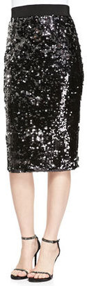 Milly Sequined Slim Pencil Skirt