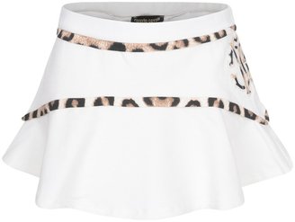 Roberto Cavalli Girls Ivory Jersey Skirt With Leopard Trim