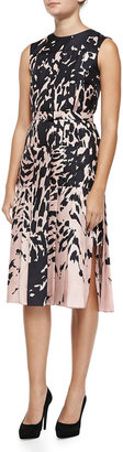J. Mendel Animal-Print Dress W/ Pleated Skirt