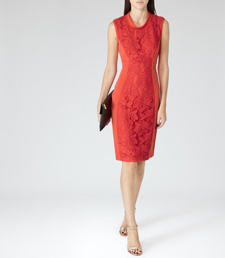 Reiss Riva FLORAL LACE SHIFT DRESS