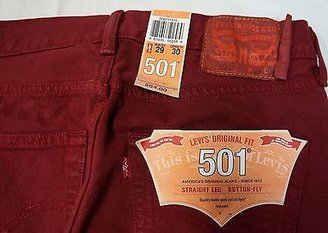 Levi's Levis Style# 501-1570 34 X 30 Cordovan Red Original Jeans Straight Leg Pre Wash