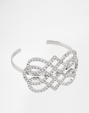 Lipsy Fine Pave Cuff Bracelet - silver