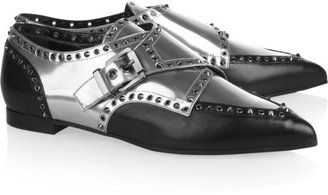 Sergio Rossi Monk-strap mirrored-leather brogues