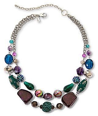 JCPenney Aris by Treska Teal & Purple Chunky Bead Double-Strand Necklace