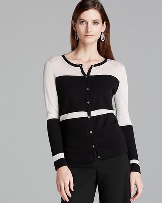 Vince Camuto Sheer Inset Colorblock Cardigan