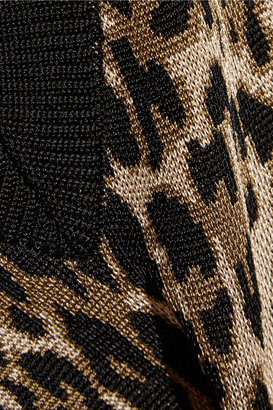Balmain Leopard-intarsia stretch-knit sweater
