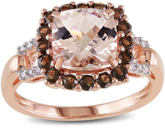 JCPenney FINE JEWELRY Genuine Morganite, Smoky Quartz and Diamond-Accent Cushion-Cut Ring